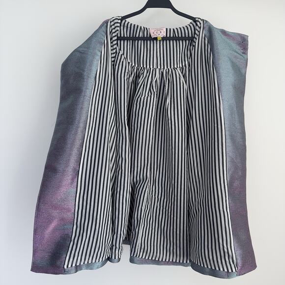 BURU Car Coat Womens L / XL Metallic Iridescent Shimmery Retro Glam Cape Jacket - Picture 9 of 14